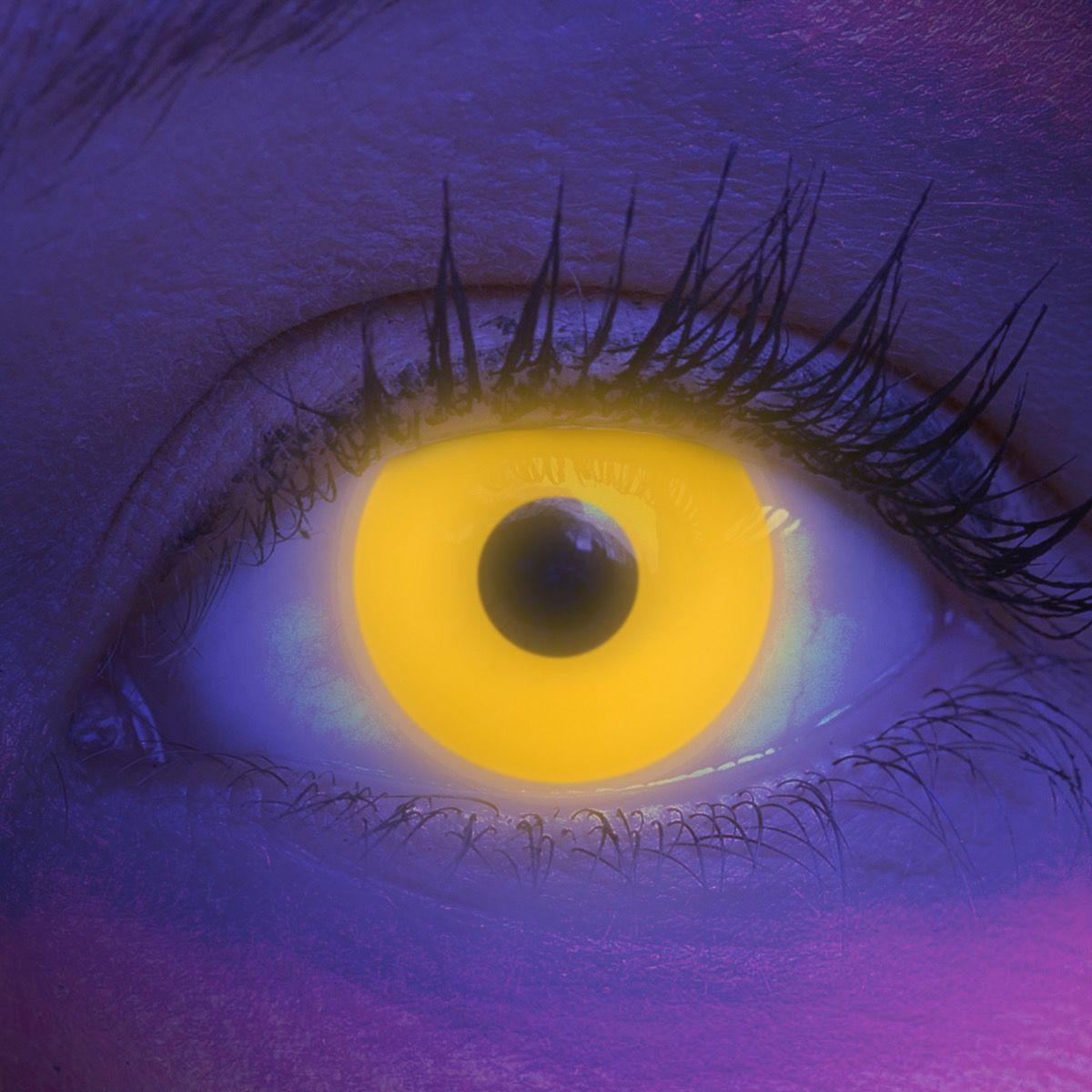 Gelb-leuchtende Kontaktlinse UV Glow Yellow von MeralenS