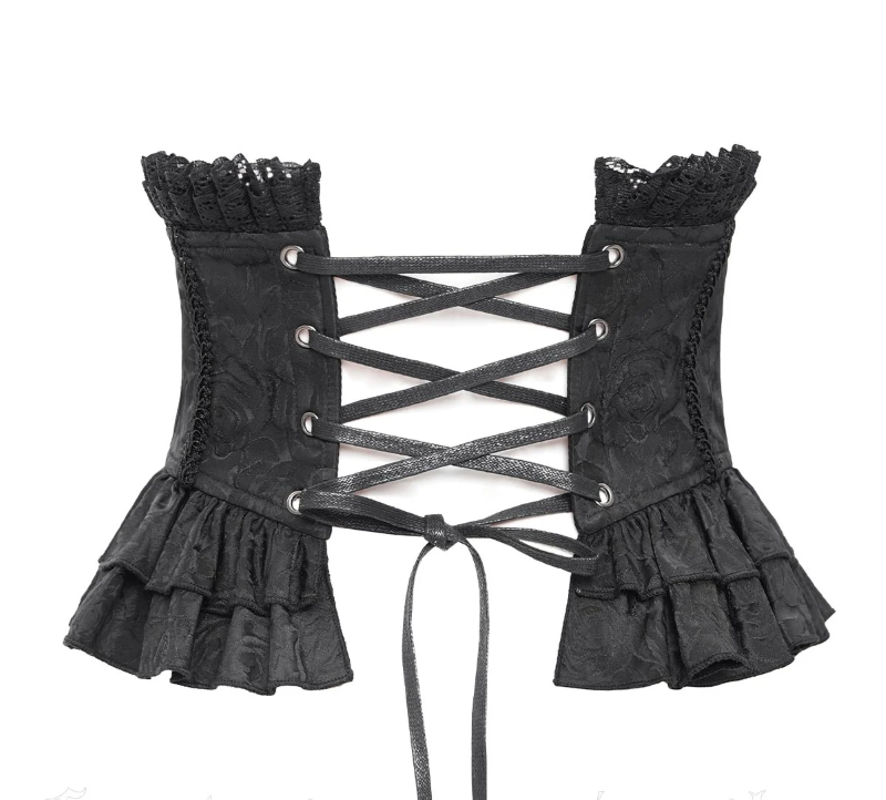 Rückansicht Gothic Palace Black Corset Waist Cincher Dark in Love mit Schnürung