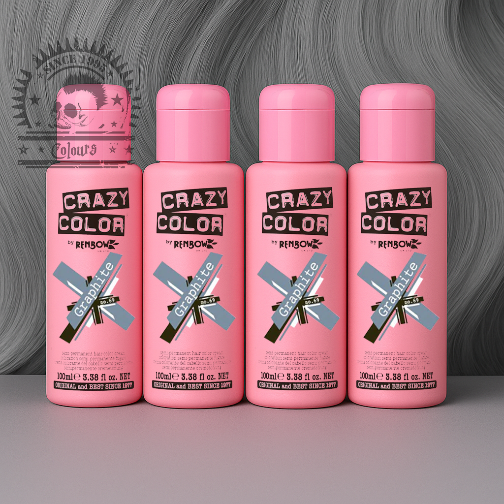 semi-permanente Haartönung 4er Box GRAPHITE in dem Farbton Grau von Crazy Color