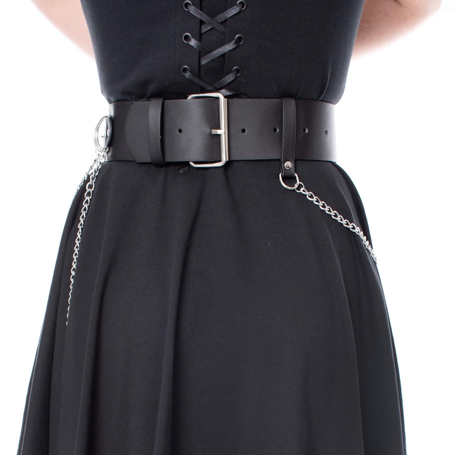 Schwarzer Gürtel HELLBOUND BELT mit Ketten und Nieten von Heartless