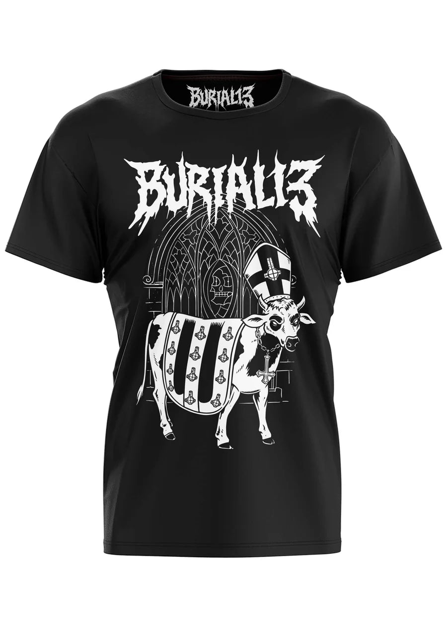 Schwarzes Oberteil HOLY COW Shirt Kuhprint von Easure