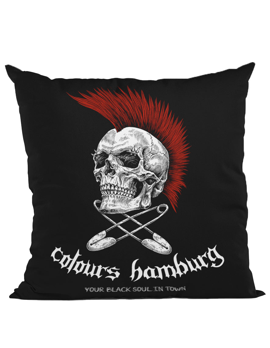 Kissenbezug mit Totenkopfprint in Schwarz-Rot von Colours