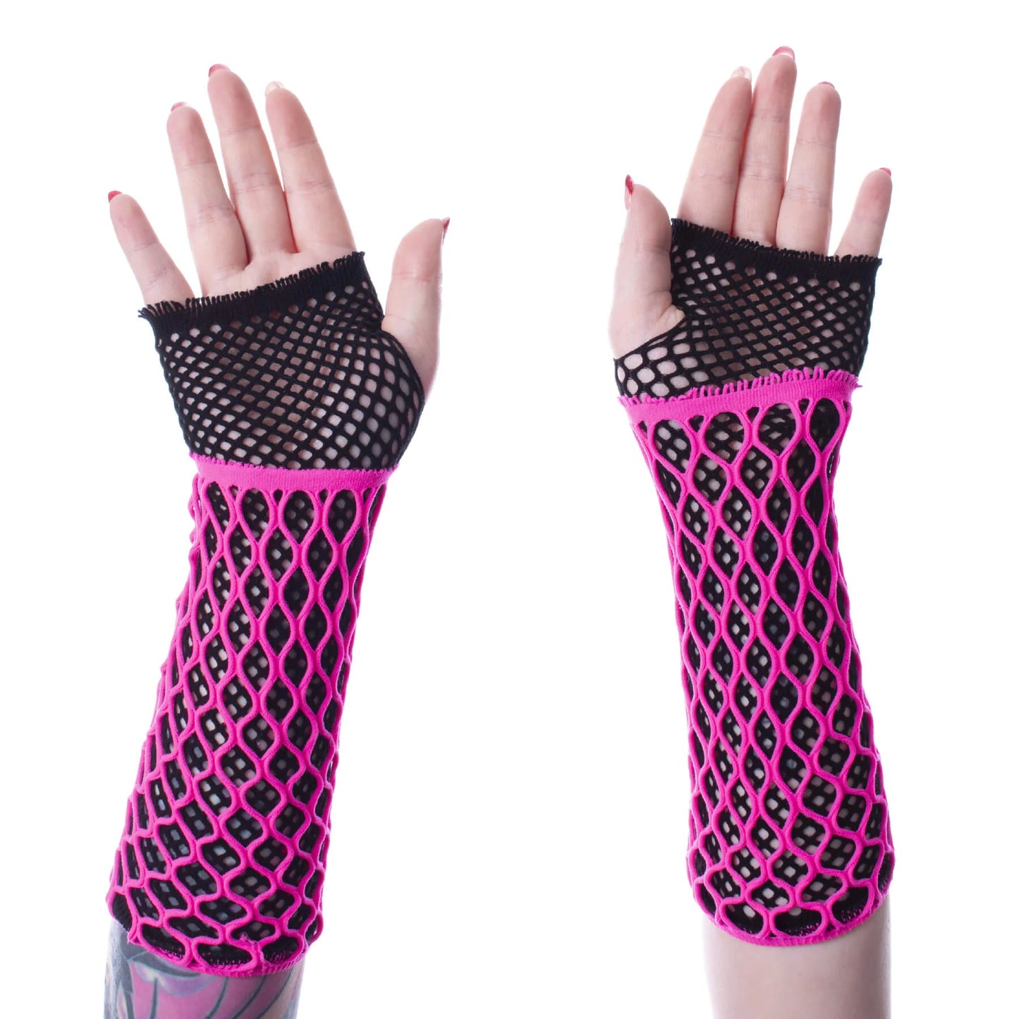 LOLITA MESH GLOVES - PINK/BLACK Poizen Industries