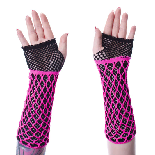 LOLITA MESH GLOVES - PINK/BLACK Poizen Industries