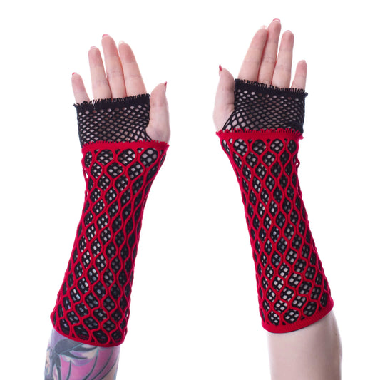 LOLITA MESH GLOVES - RED/BLACK Poizen Industries
