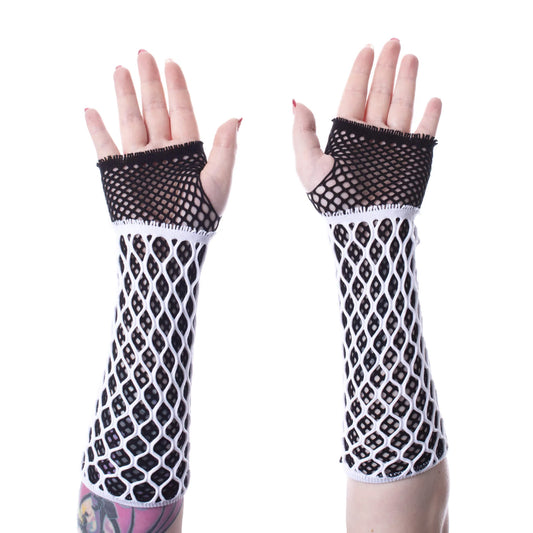 LOLITA MESH GLOVES - WHITE/BLACK Poizen Industries