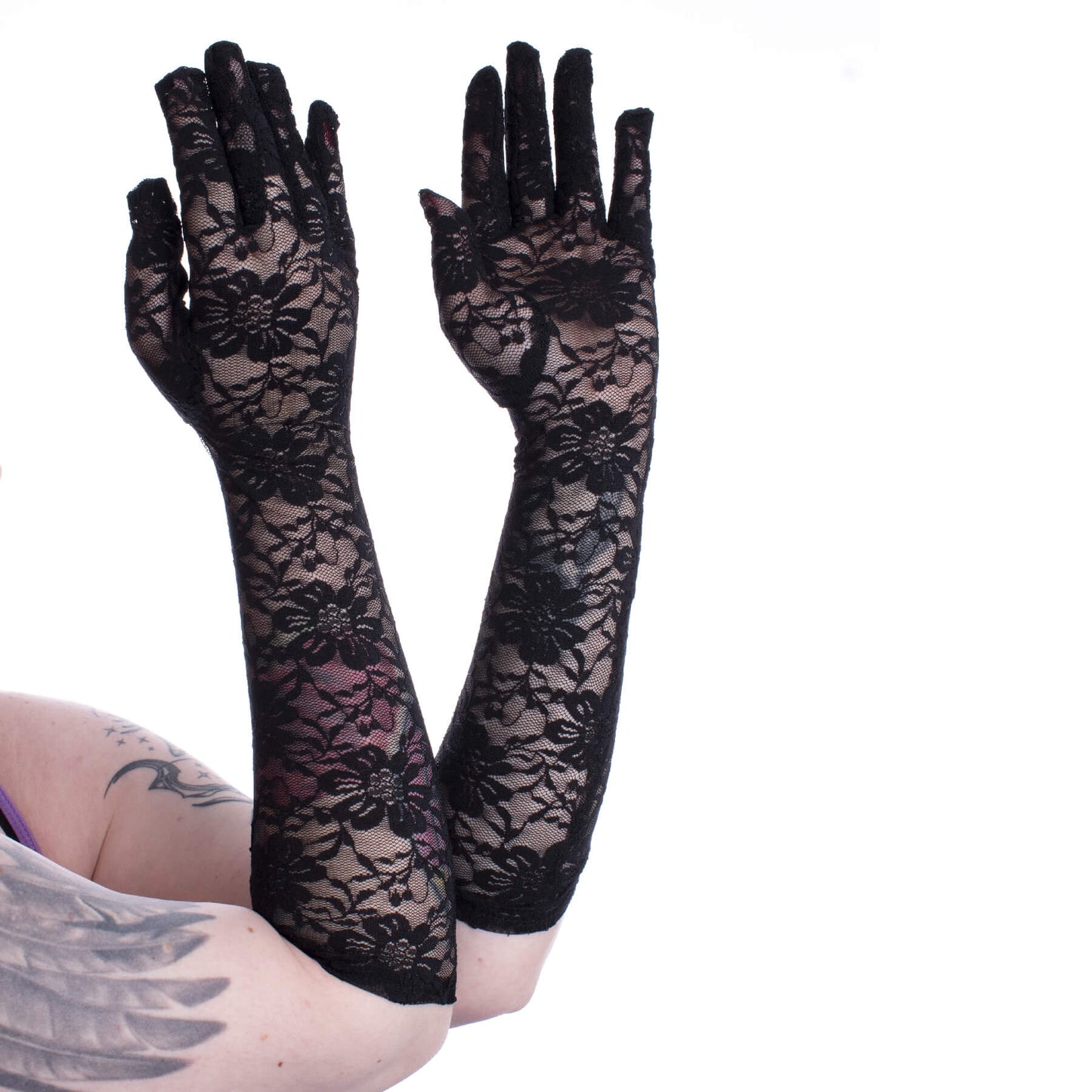 Schwarze LONG LACE GLOVES aus Spitze von Poizen Industries