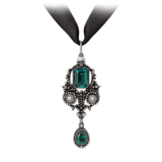 Silberfarbene elegante Kette Lost Jewels Of Paris Kette mit österreichischen jadegrünen Kristallen von Alchemy