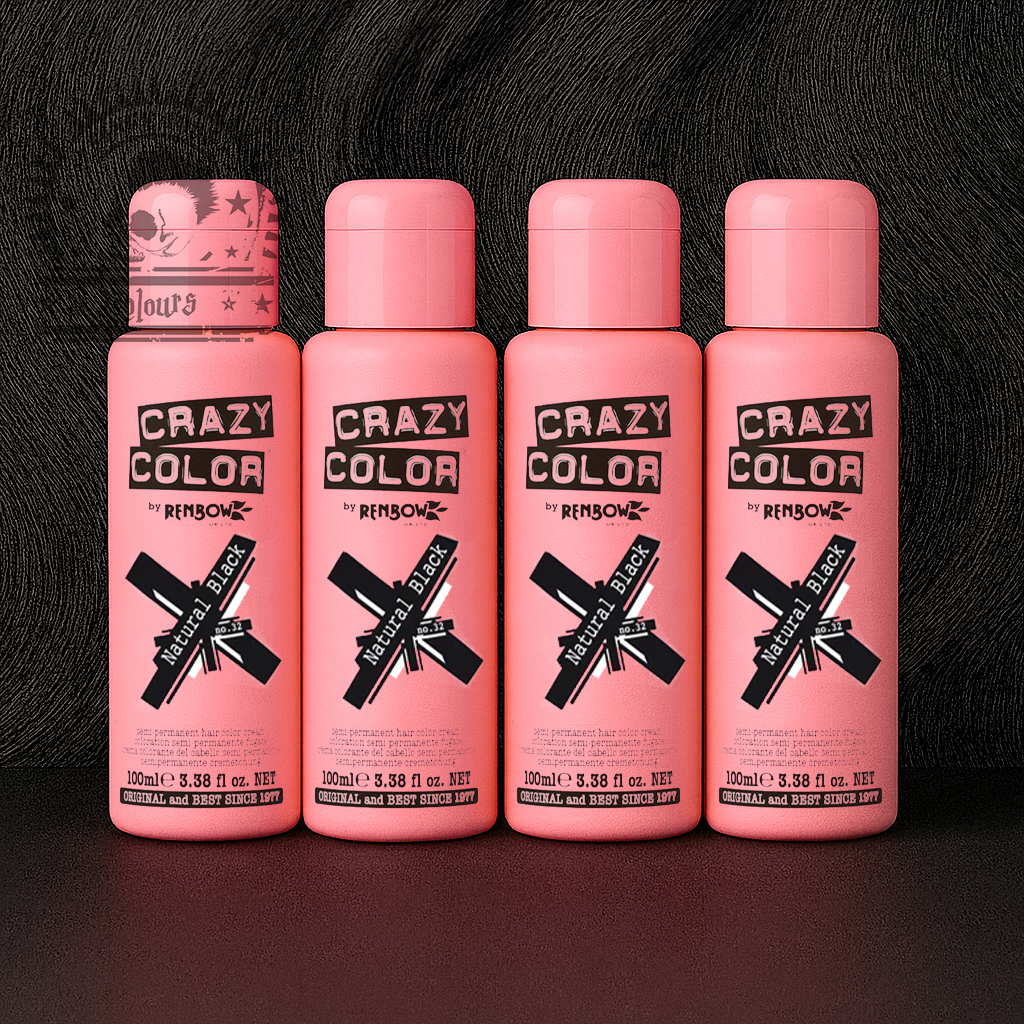 semi-permanente Haartönung 4er Box NATURAL BLACK in dem Farbton Schwarzbraun von Crazy Color