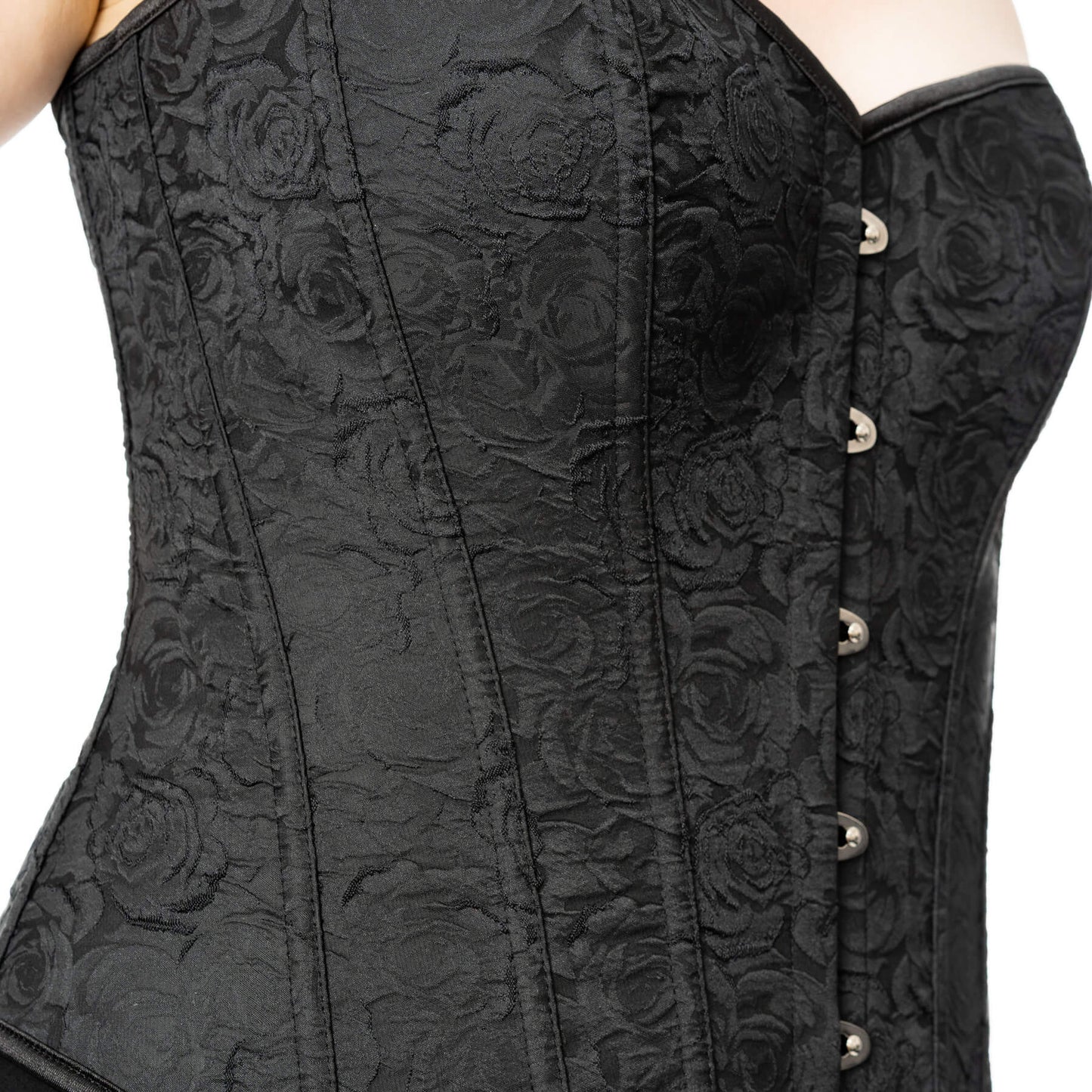 Schwarzes Korsett NOIR ROSE CORSET mit Rosenmuster von Vixxsin