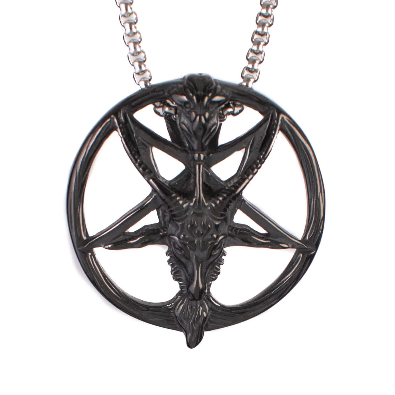 Schwarze Kette OCCULT PENDANT Black mit Baphometdesign von Poizen Industries
