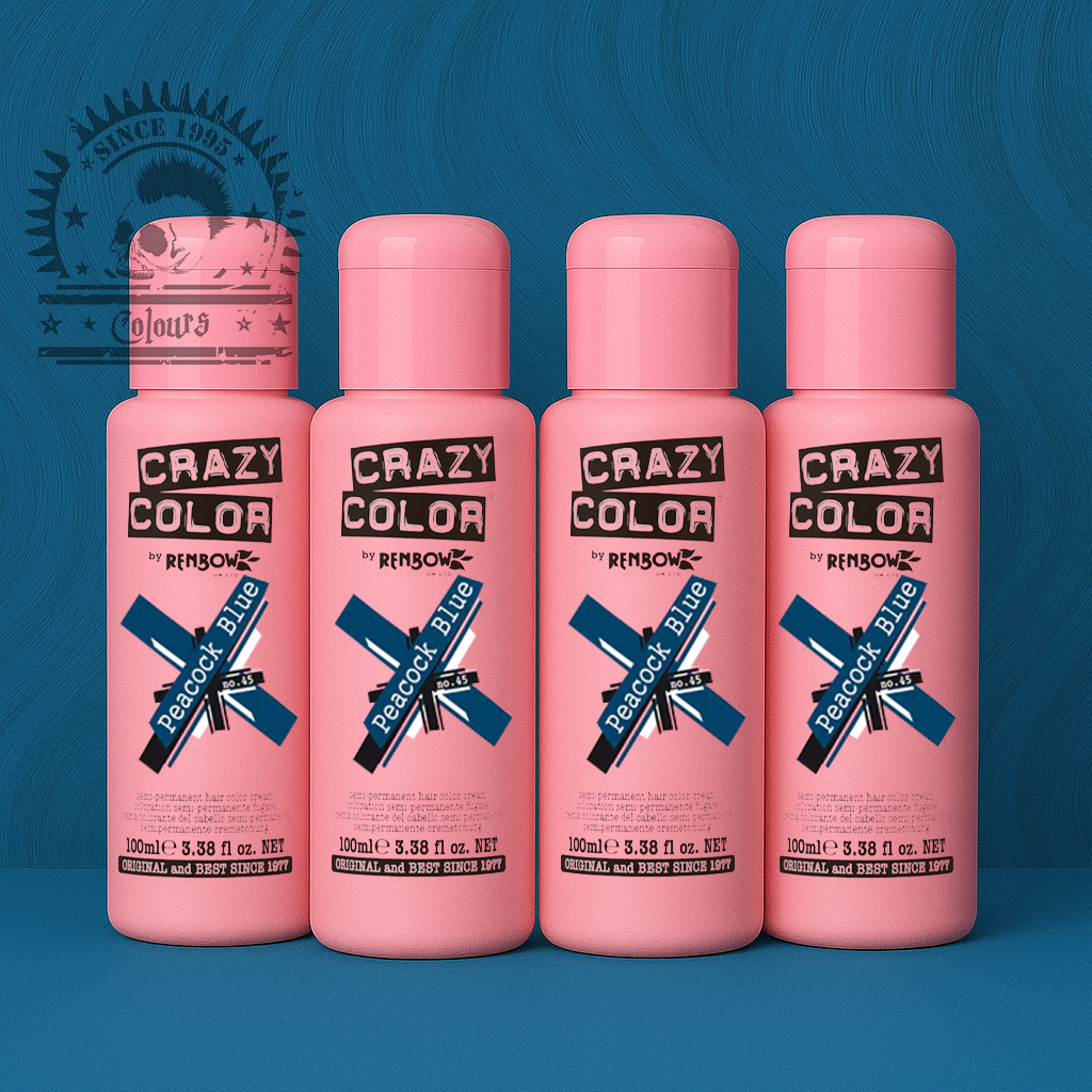 semi-permanente Haartönung 4er Box PEACOCK BLUE in dem Farbton Petrol von Crazy Color