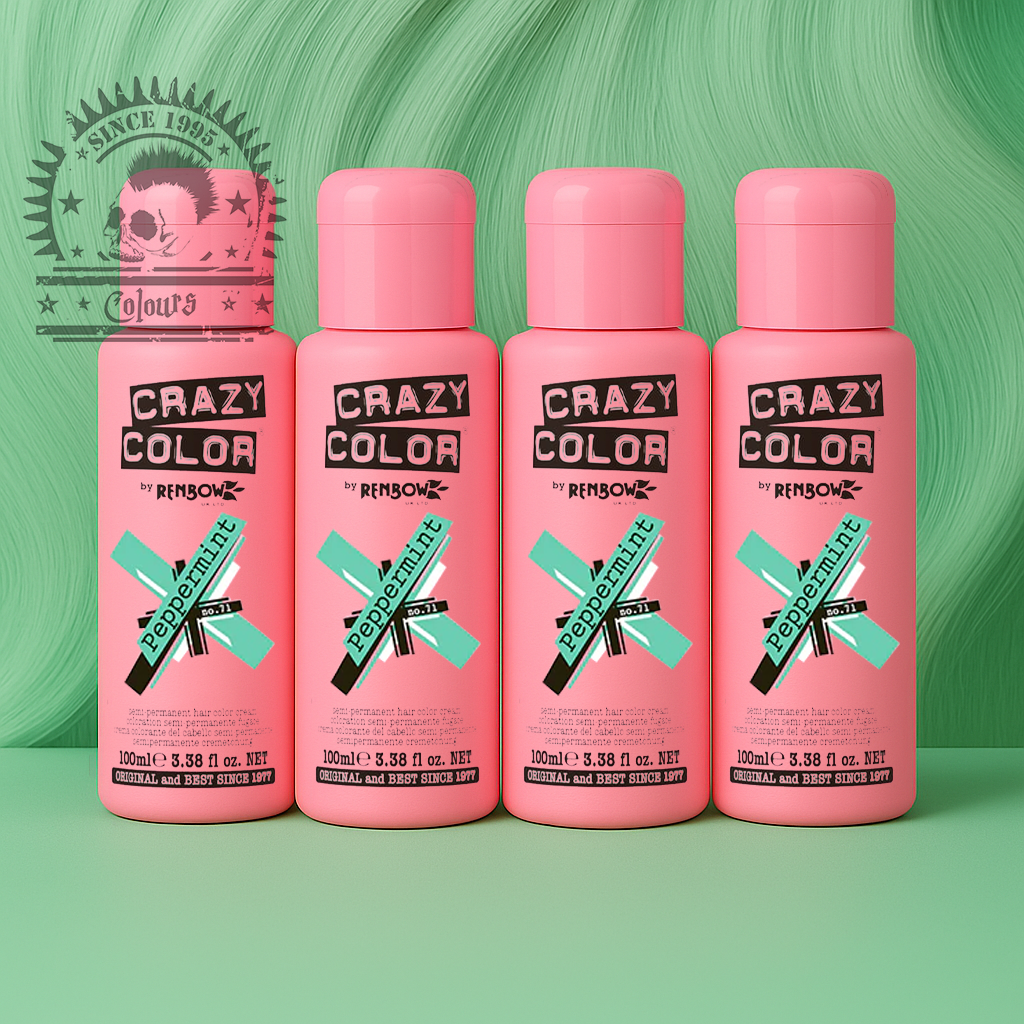 semi-permanente Haartönung 4er Box PEPPERMINT in dem Farbton Mintgrün von Crazy Color