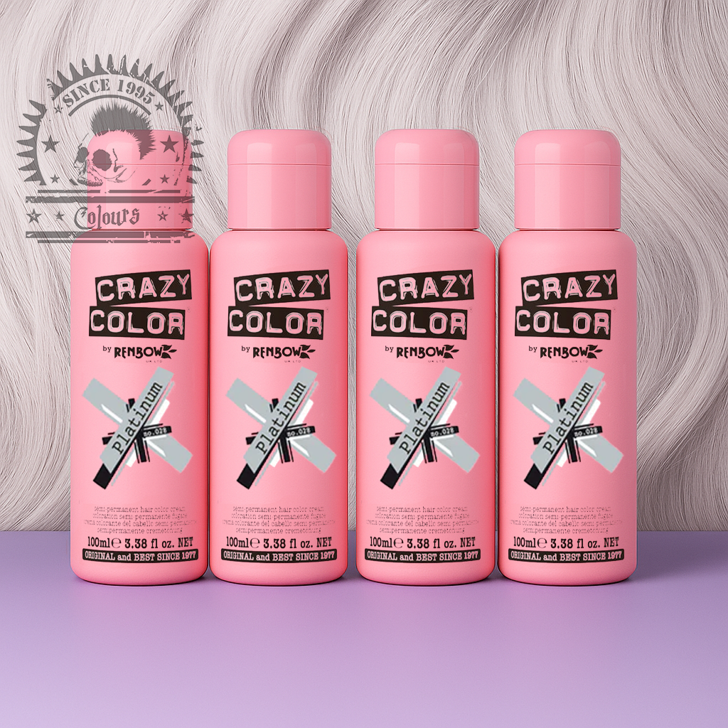 semi-permanente Haartönung 4er Box PLATINUM in dem Farbton Silberweiß von Crazy Color