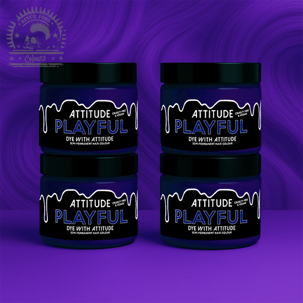 Vier semi-permanente Haartönungen 4er-Sparset PLAYFUL BRIGHT PURPLE in dem Farbton Lila von Attitude