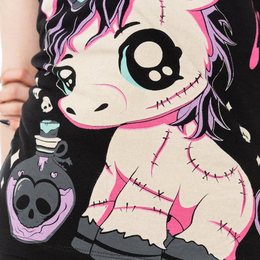 Schwarzes Oberteil POISON UNICORN T-SHIRT mit niedlichem Einhornprint von Cupcake Cult