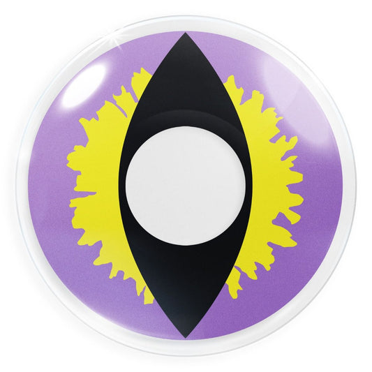 Lila-gelbe Kontaktlinse Purple Dragon im Drachenaugendesign von MeralenS