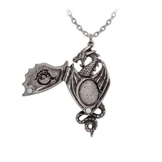 Silberfarbenes Medallion Racla Dragonistii Kette in Form eines Drachen von Alchemy