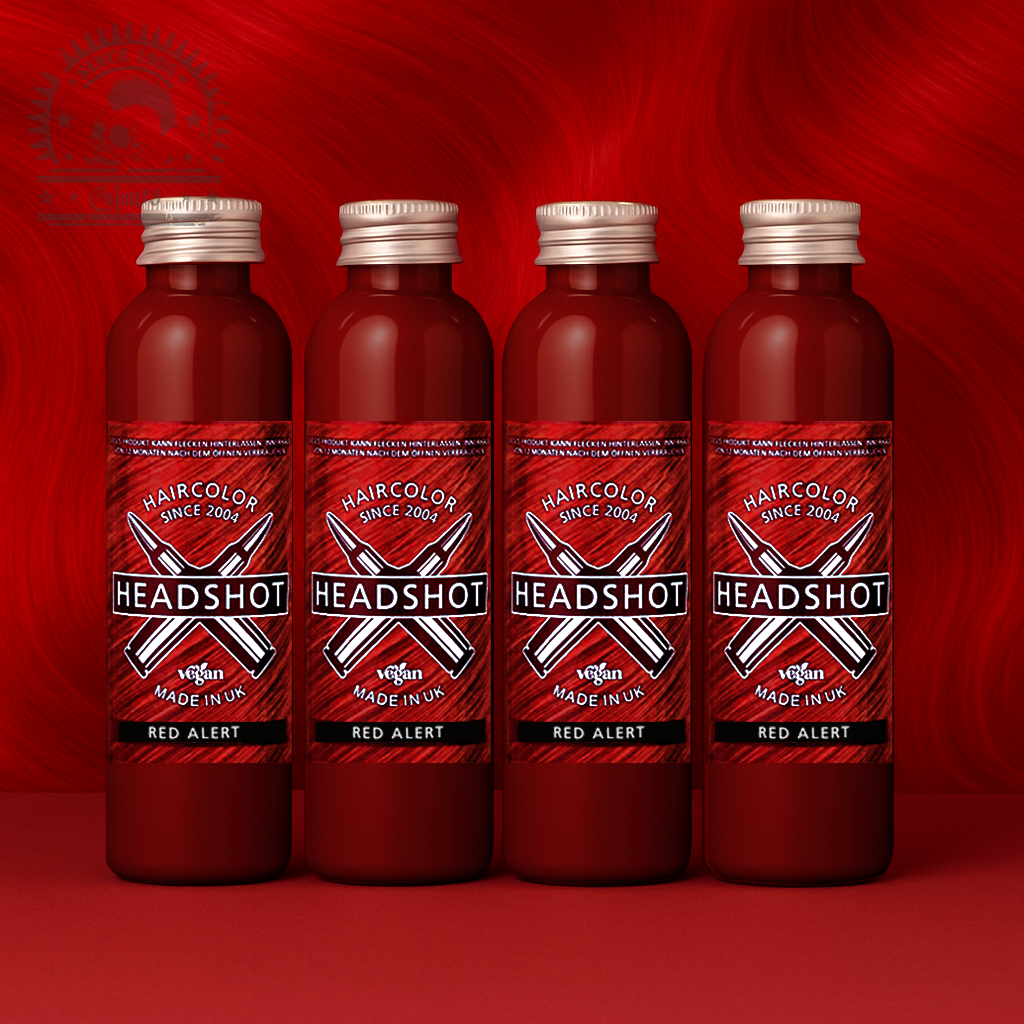 Vier semi-permanente Haartönungen 4er-Sparset RED ALERT in dem Farbton Rot-Orange von Headshot