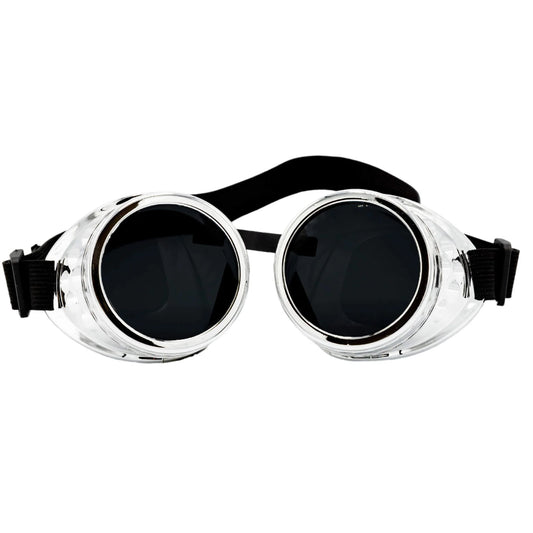 Silberfarbende Steampunkbrille RIOT GOGGLES von Poizen Industries