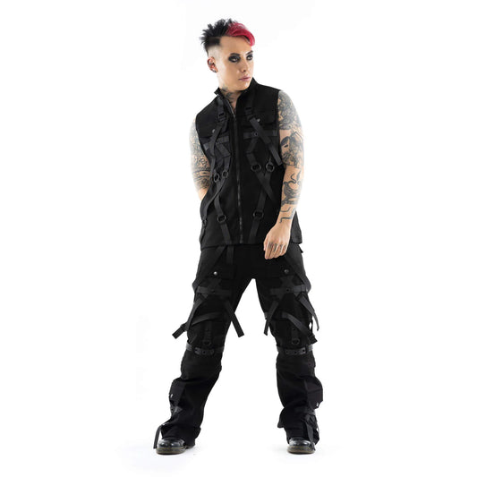 Schwarze Weste RYDER VEST mit Riemendetails von Chemical Black