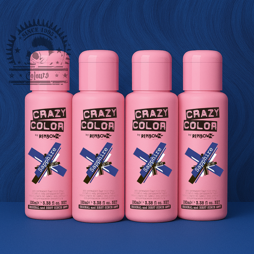 semi-permanente Haartönung 4er Box SAPPHIRE in dem Farbton Dunkelblau von Crazy Color