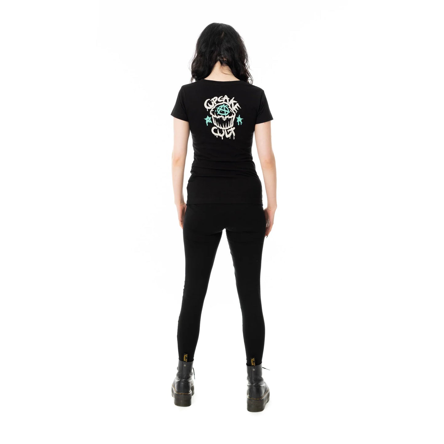 Schwarzes Oberteil SILENCE MASK T SHIRT mit pastelfarbenem Mädchenprint von Cupcake Cult