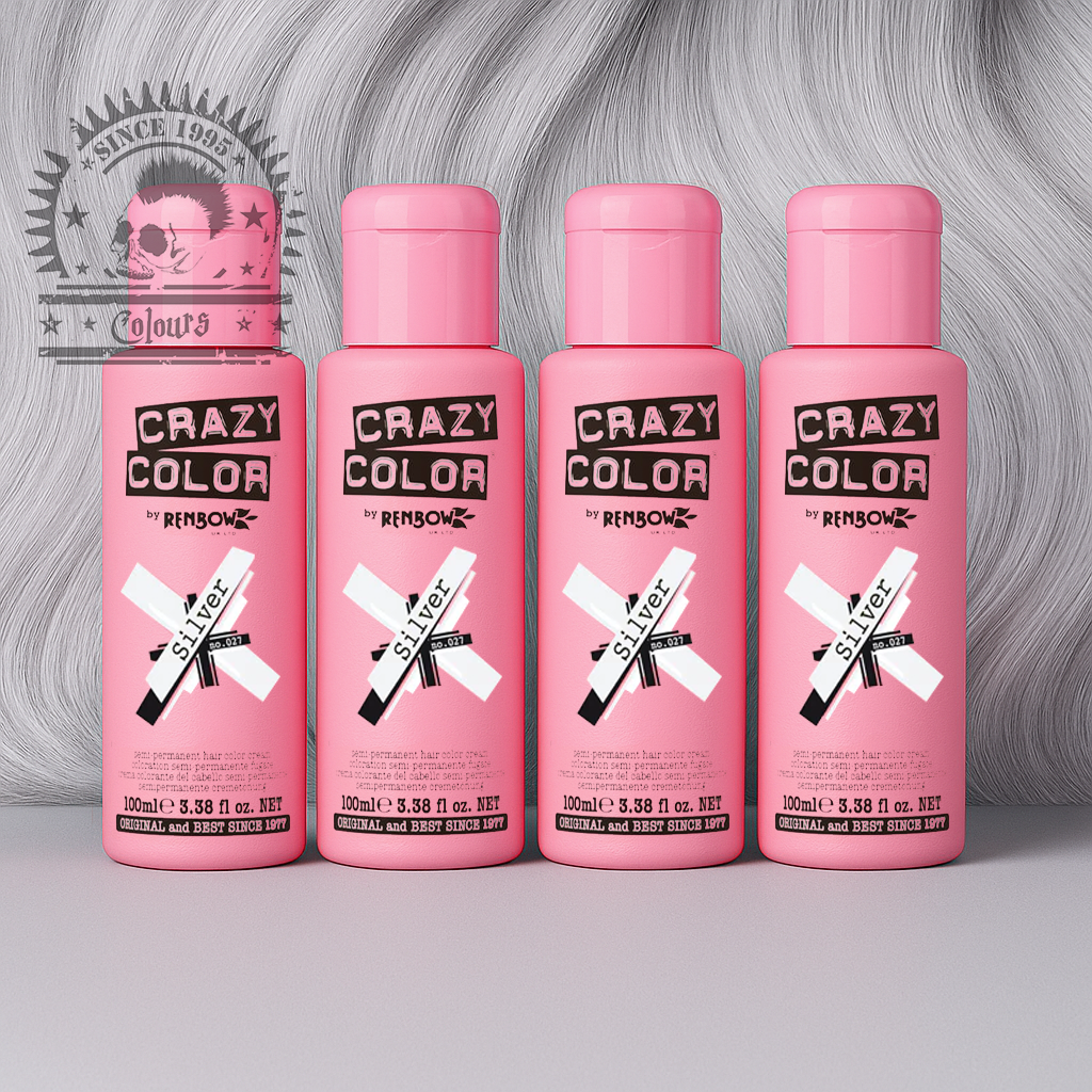 semi-permanente Haartönung 4er Box SILVER in dem Farbton Silbergrau von Crazy Color