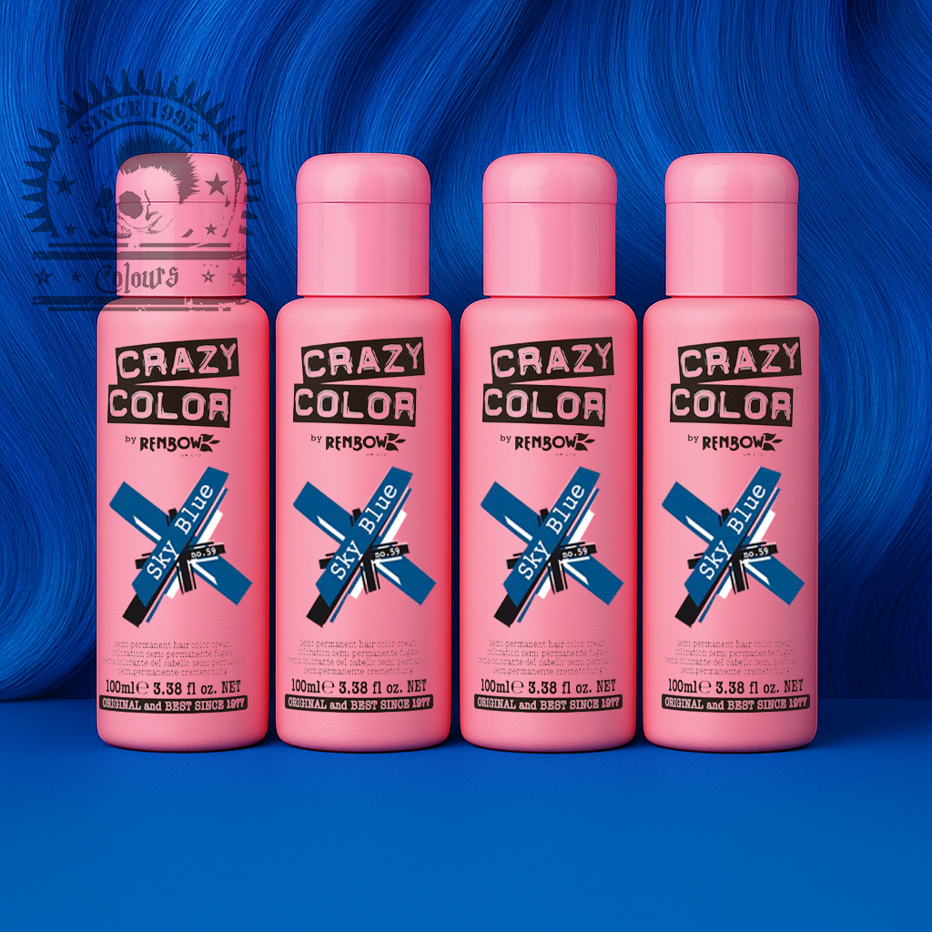 semi-permanente Haartönung 4er Box SKY BLUE in dem Farbton Blau von Crazy Color