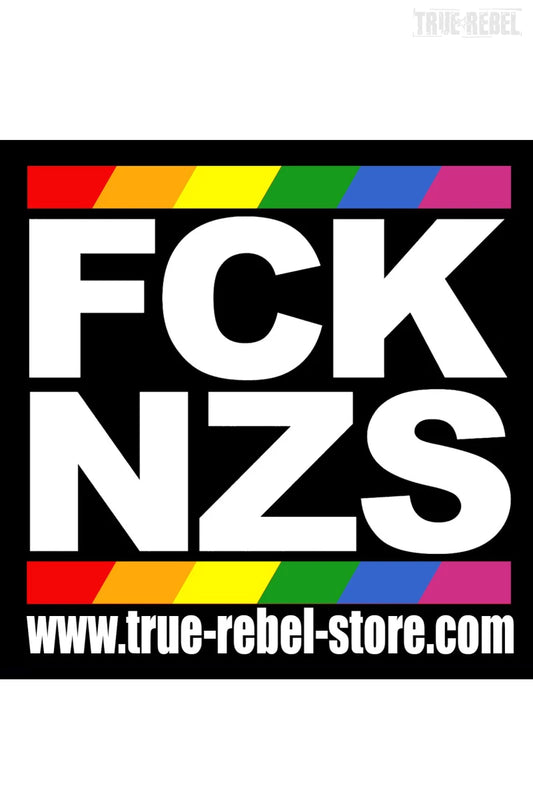 Sticker FCK NZS Pride mit FCK NZS Logo in Regenbogenfarben von True Rebel