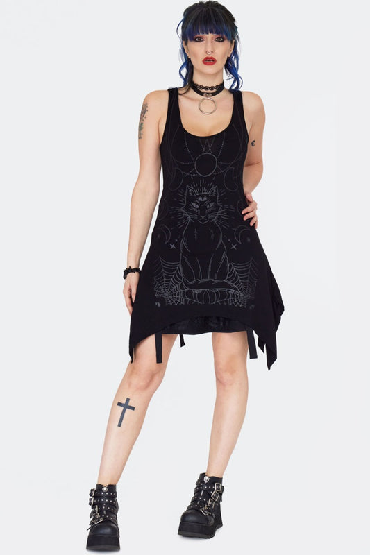 Mystic Cat Tie Back Tunic Top Jawbreaker