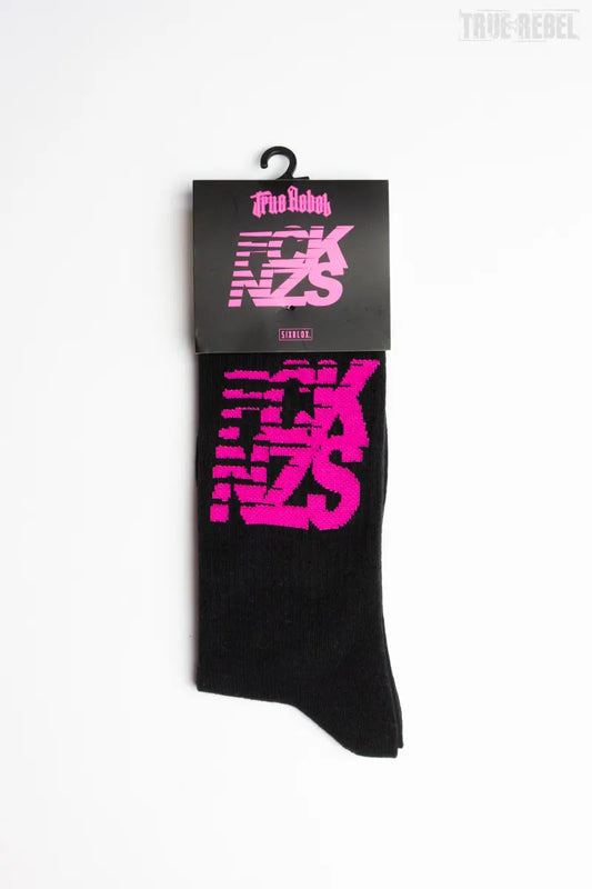 True Rebel Socks FCK NZS Sports Black Pink