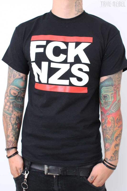 Schwarzes FCK NZS T-Shirt Black mit FCK NZS Logo von True Rebel