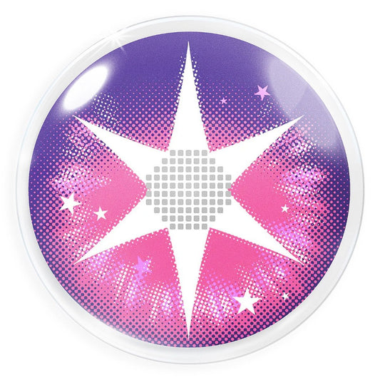 Rosafarbende Kontaktlinse Violet Star FL85 im Sternendesign von MeralenS
