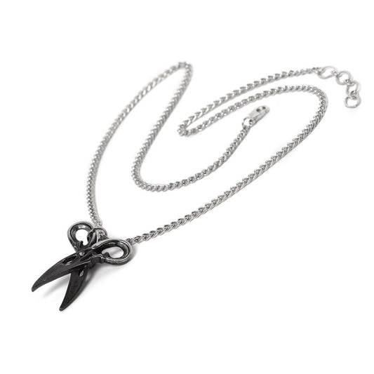 Silberfarbene Kette Witches Shears Kette in Scherenform im Rabenschnabeldesign von Alchemy