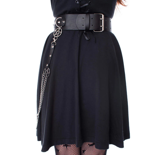 Schwarzer Gürtel WITCHLOCK BELT mit Ketten und Nieten von Heartless