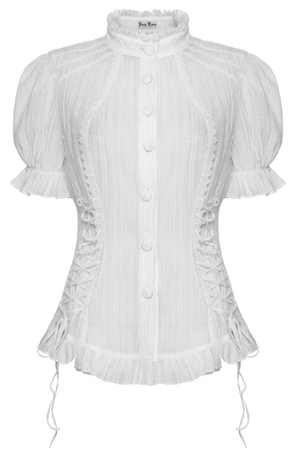 Weißes Hemd Faerie Doll White Shirt mit seitlichen Schnürungen von Punk Rave