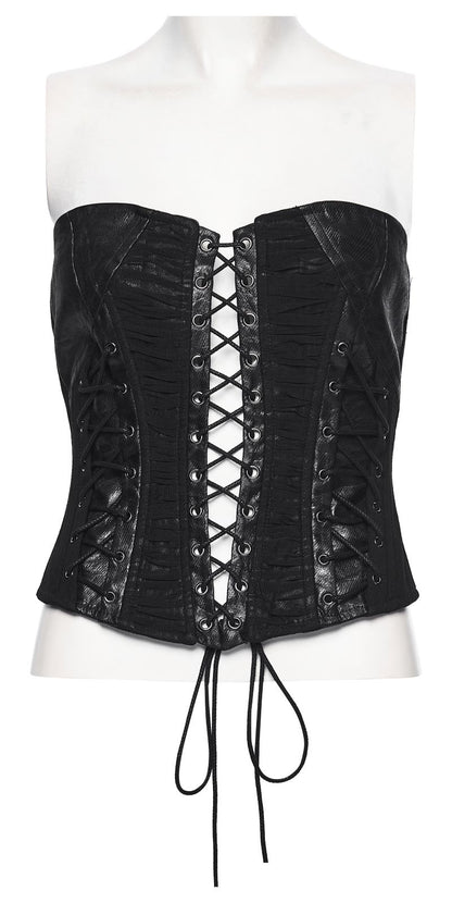 Schwarzes Oberteil Rebel Witch Corset Top in Korsettoptik von Punk Rave