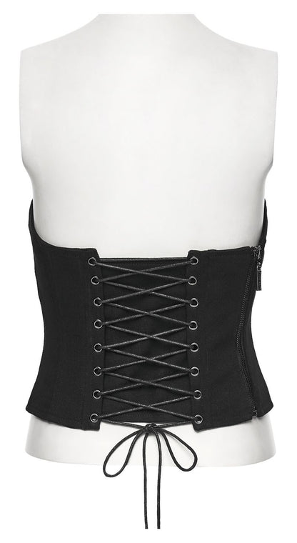 Schwarzes Oberteil Rebel Witch Corset Top in Korsettoptik von Punk Rave