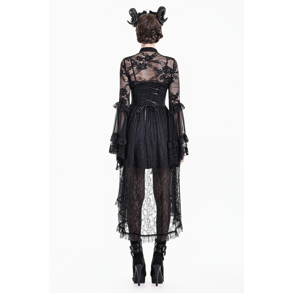Schwarzes Oberteil Lace Phantom Bolero aus Spitzenstoff mit weiten Ärmeln von Dark In Love