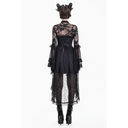 Schwarzes Oberteil Lace Phantom Bolero aus Spitzenstoff mit weiten Ärmeln von Dark In Love