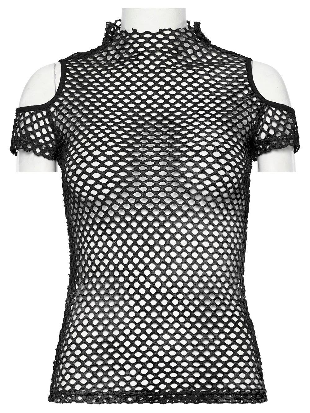 Tailliertes, schwarzes Fischnetz-Shirt NEBULA MESH TOP von Punk Rave