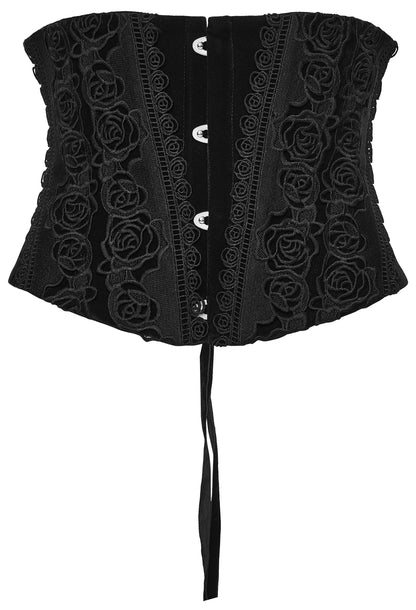 Taillengürtel im Korsettstil ROSE NOIR WAIST CORSET aus schwarzem Samtstoff von Punk Rave
