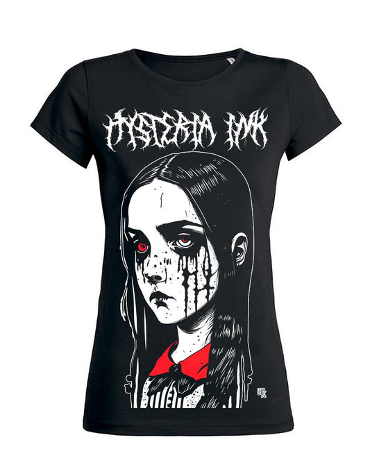 schwarzes shirt mit traurigem goth girl Aufdruck