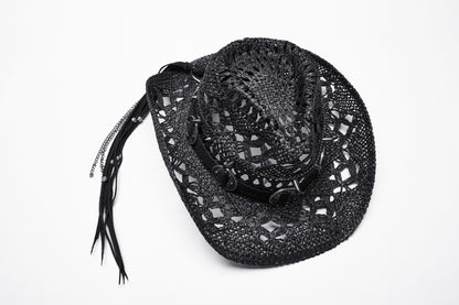 Schwarzer, detailreicher Hut REBEL'S TRIBE COWBOY HAT von Punk Rave