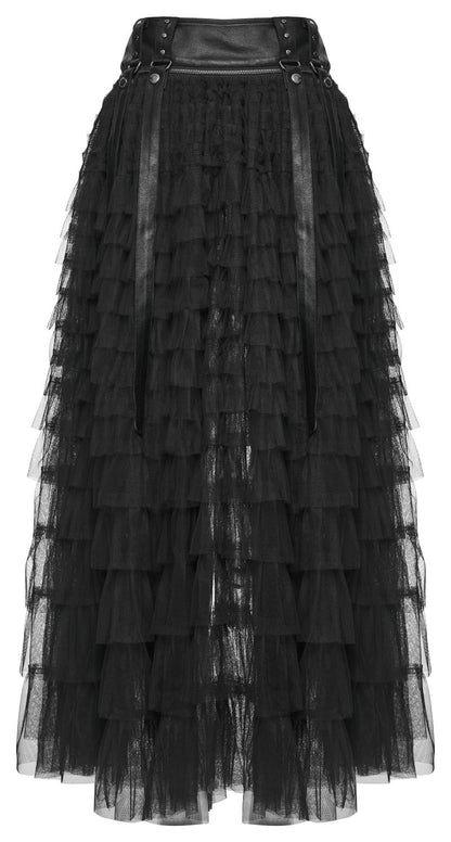 Schwarze kurze Shorts Evernight Faux Leather Shorts mit abnehmbaren Überrock von Punk Rave