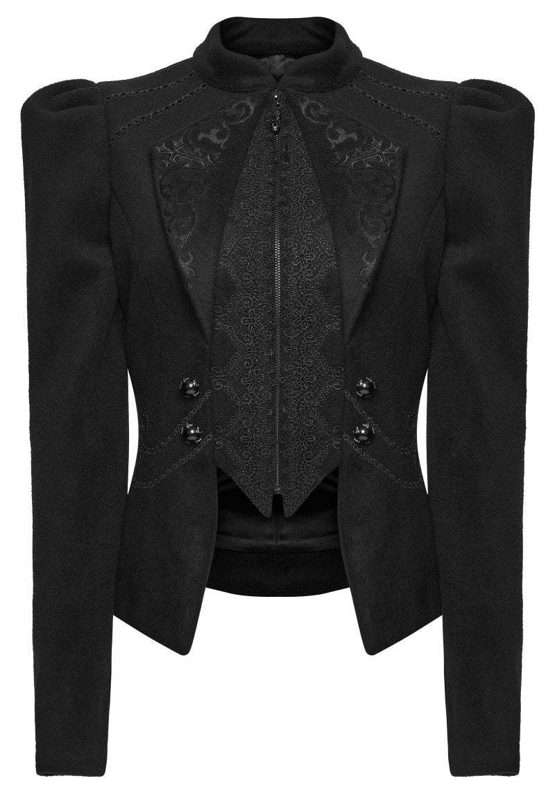 Schwarze Jacke Victoriana Jacket mit Schnürung am Rücken von Punk Rave