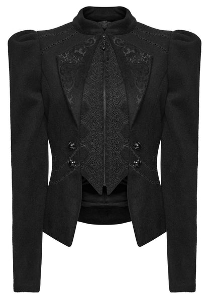 Schwarze Jacke Victoriana Jacket mit Schnürung am Rücken von Punk Rave