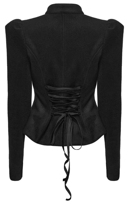 Schwarze Jacke Victoriana Jacket mit Schnürung am Rücken von Punk Rave