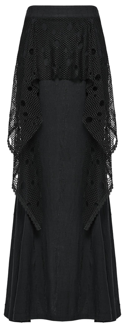 Schwarzer, langer Rock DECADENT DREAMER MAXI SKIRT im Distressed-Look von Punk Rave